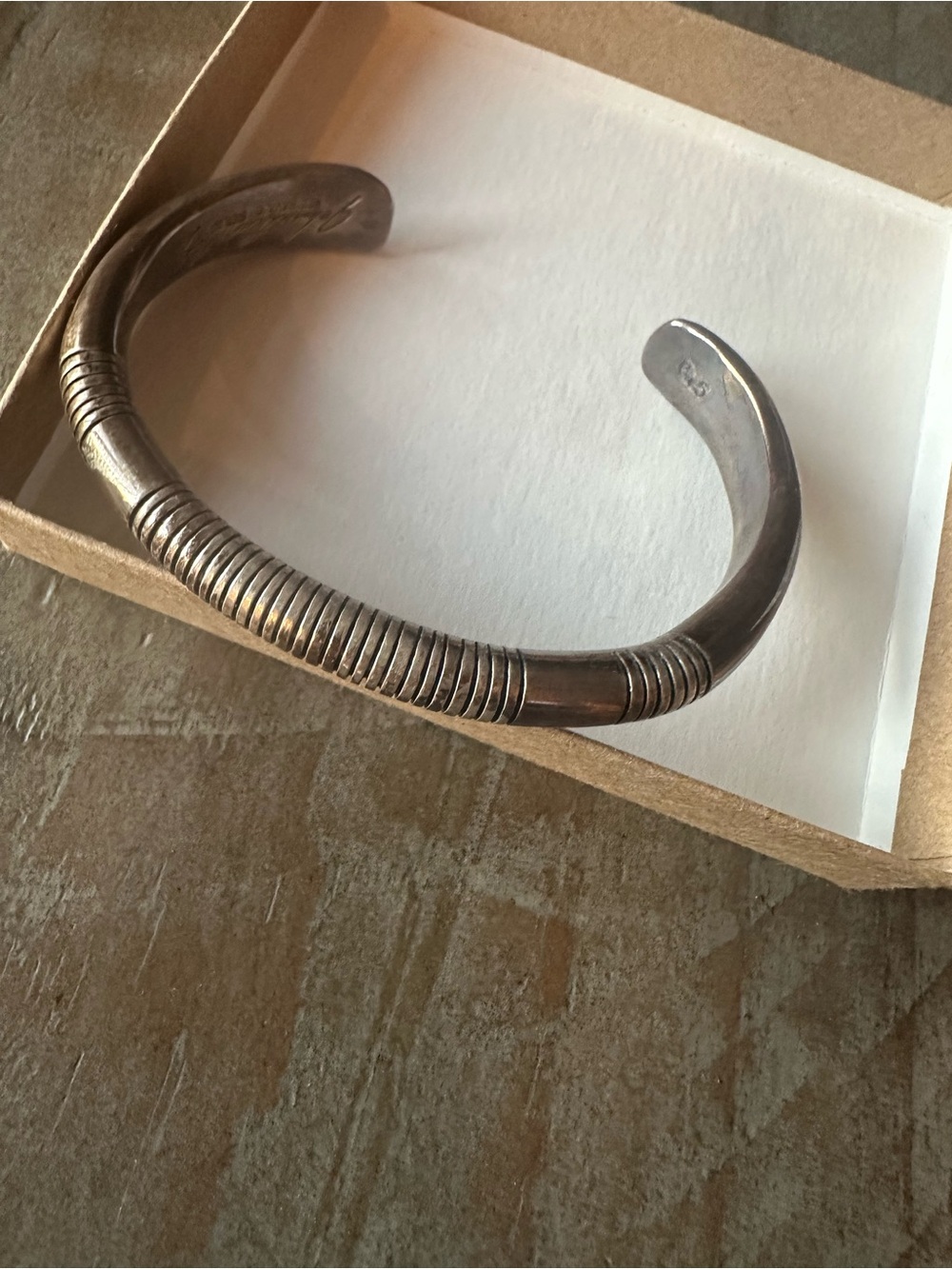 Sterling Silver Ribbed Cuff Bracelet - Men's Silver Accessory